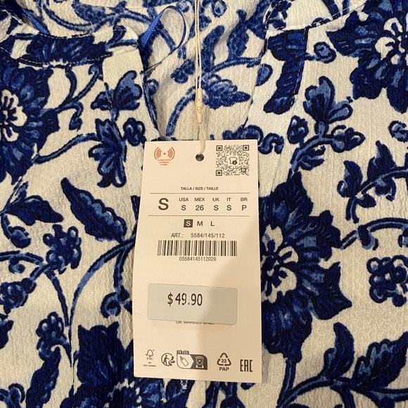 Zara Floral Print Dress (L) NWT - Picture 2 of 6